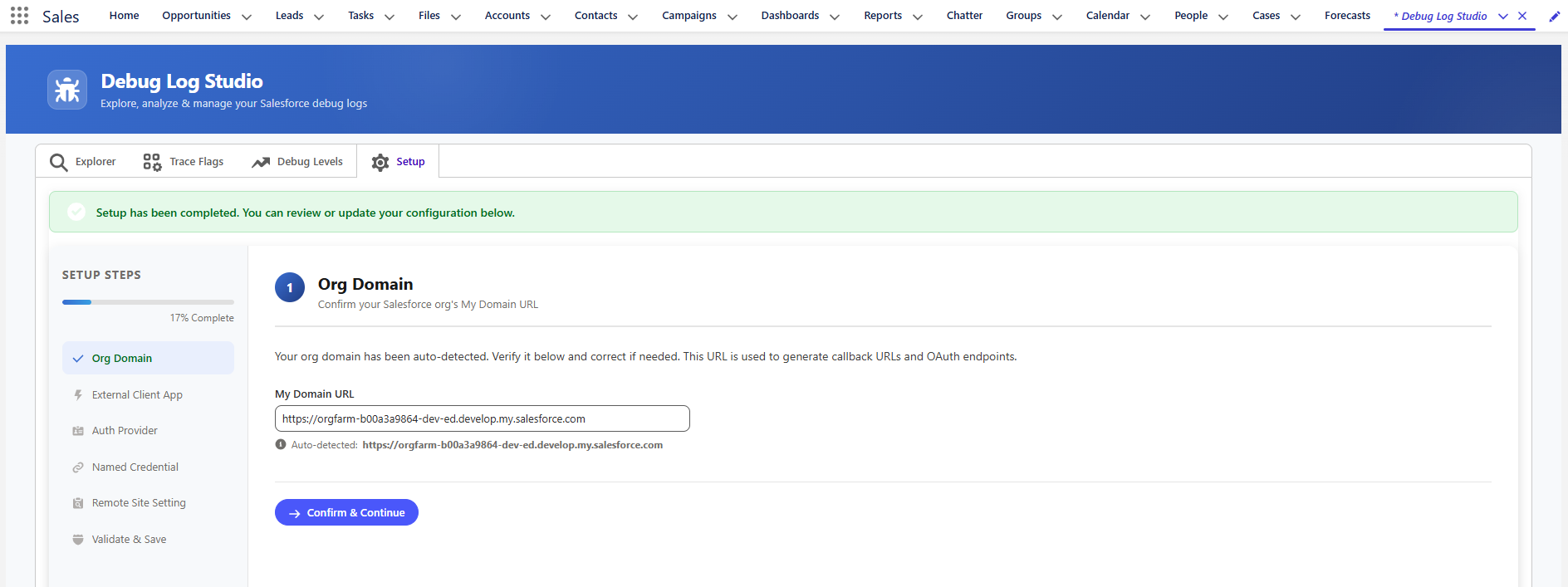 Debug Log Studio - Org Domain