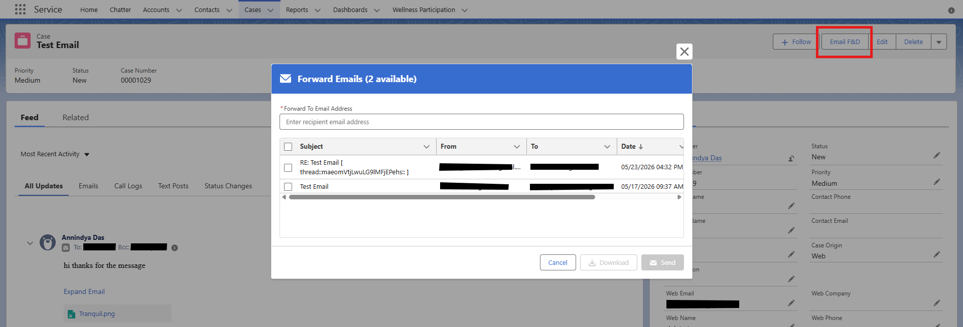 Email F&D UI