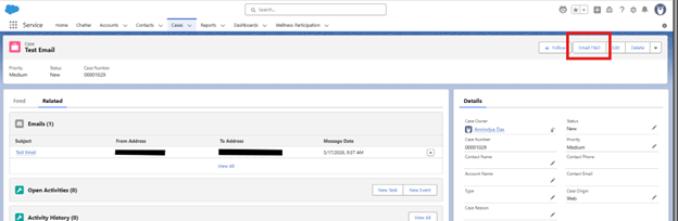 Step 3 - Email F&D button highlighted