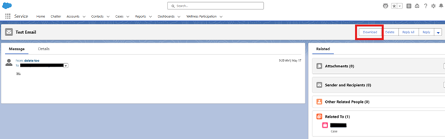 Step 5 - Download action on Email Message record